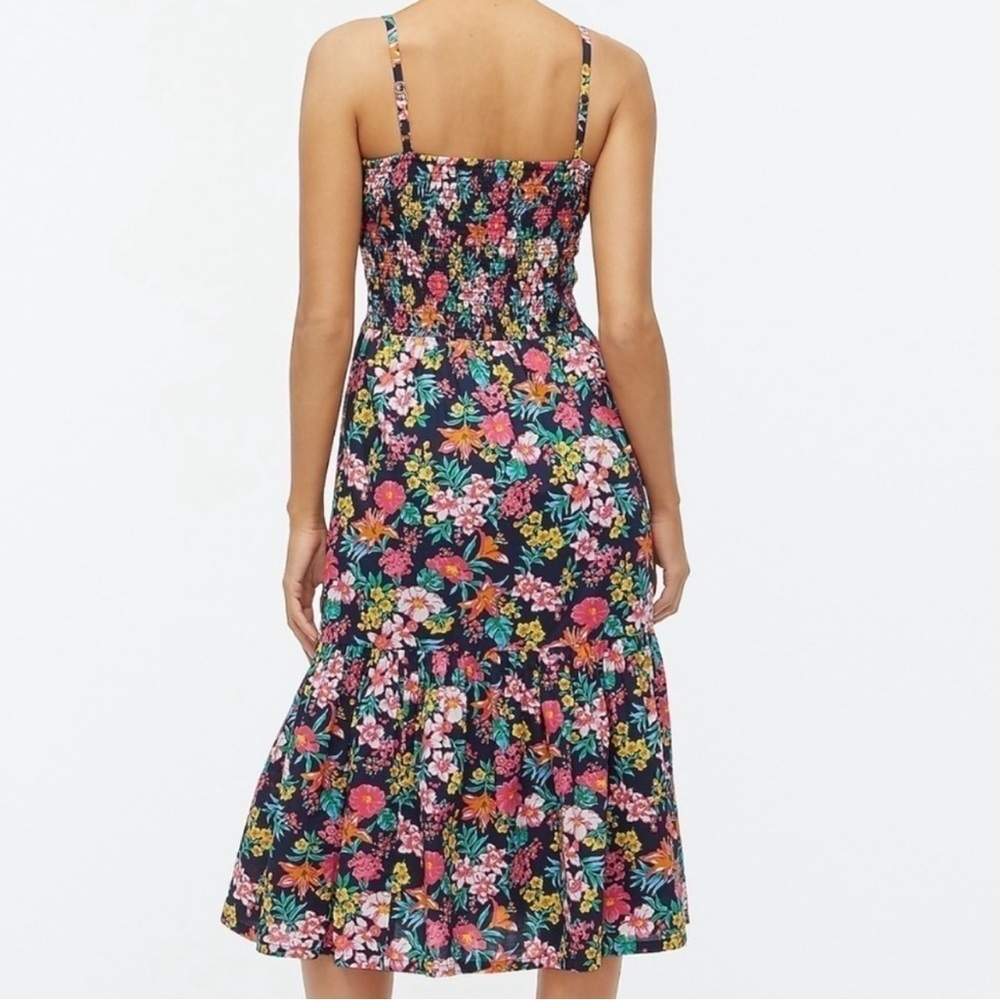 ! J. Crew Factory Smocked Tiered Floral MIDI Dress - Picture 2 of 14